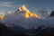 Ama Dablam 6856m peak near the village of Dingboche in the Khumbu area of Nepal, on the hiking trail leading to the