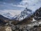 Ama Dablam, Cholatse and Taboche mountains in Himalayas