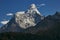 The Ama Dablam massif against the blue sky on beautiful sunny day.