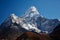 The Ama Dablam massif against the blue sky on beautiful sunny day.