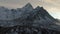 Ama Dablam Mountain and Hiker Man at Sunset. Himalaya, Nepal. Aerial View
