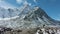 Ama Dablam Mountain and Hiking Man. Himalaya, Nepal. Aerial View
