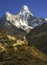 Ama Dablam Mountain Peak Buddhist Stupa Namche Bazaar Trekking Nepal Himalaya Mountains