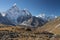 Ama Dablam mountain peak from Kongma la pass
