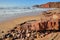 Amado beach near Carrapateira, with colorful landscape and dramatic cliffs, Costa Vicentina, Algarve