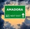 AMADORA road sign against clear blue sky