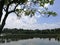 Amaizing  lakeside panoramic view. Image reflection on water