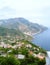 Amalfi Coast views of the Mediterranean Sea and homes built into the mountain cliffs