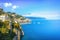 Amalfi town and coast, panoramic view. Italy