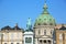 Amalienborg Palace Square with a statue of Frederick V on a horse. Copenhagen, Denmark.