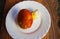 Amanita caesarea mushroom in a white plate