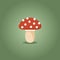 Amanita mushroom colorful doodle on green background