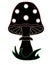 Amanita mushroom in the grass - vector black silhouette with a colored outline for a logo or pictogram. Amanita in the grass - poi