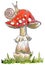 Amanita, poisonous mushroom, hand drawn watercolor illustration