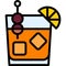 Amaretto sour cocktail icon, Alcoholic mixed drink vector