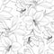 Amaryllis hippeastrum lily floral seamless pattern