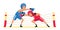 Amateur boxing match flat vector illustration