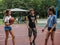 Amateur competition in basketball in the children\'s recreation camp in Anapa in the Krasnodar region of Russia.