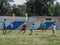 Amateur football competitions in the children\'s recreation camp in Anapa in Krasnodar region of Russia.