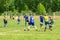 Amateur football match in Kaluga region of Russia.