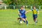 Amateur football match in Kaluga region of Russia.