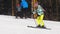 Amateur skier girl downhill