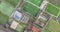 Amateur sports field, aerial top down view, outlines of different types of sports fields. Complex facility overview. The