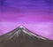 Amateur watercolor drawing of a snow-capped mountain against a lilac night sky