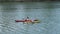 Amateurs team of rowing on the Arno river