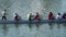 Amateurs team of rowing on the Arno river