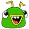 Amazed-faced green monster head, doodle icon drawing