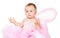 Amazed infant girl in fairy attire isolated