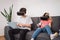 Amazed kids using virtual reality goggles