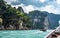 Amazed nature scenic landscape with boat for traveler, Attraction famous landmark tourist travel Khao Sok National Park, Thailand