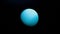 Amazing abstraction of blue Neptune planet rotating among endless stars in outer space. Animation. Abstract blue sphere