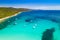 Amazing Adriatic sea in Croatia. Aerial view of azure turquoise lagoon on Sakarun beach on Dugi Otok island