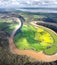 Amazing aerial panorama of Tintern Abbey, River Wye, and the nearby landscape