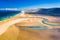 Amazing aerial shot of Raudasandur beach in Iceland