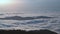 Amazing aerial time lapse view of cold misty mountains.Cloud and forest landscape