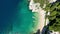 Amazing aerial view of the beautiful Podrace beach in Brela, Makarska Riviera, Croatia. Aerial view of Podrace beach and