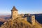 Amazing aerial view of the famous Castle of Somosko