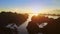 Amazing Aerial View Island Archipelago in Ocean Bay at Sunrise