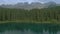 Amazing aerial view of Lago di Carezza with Alps on the background