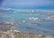 Amazing aerial view of Miami Beach skyline and coastline from a departing airplane