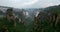 Amazing aerial view of mountain with fog.