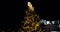 Amazing aerial view of Night fairytale Christmas Tree, Uzhgorod, Ukraine, 4k