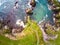 Amazing aerial view over Dunquin Pier Ireland on Dingle Peninsula Slea Head