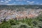 Amazing aerial view to Trieste city. Group of buildings view from fortress. Beautiful sunny day