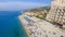 Amazing aerial view of Tropea Beach in Calabria, Italy