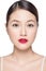 Amazing asian woman portrait retro make up red lips with perfect